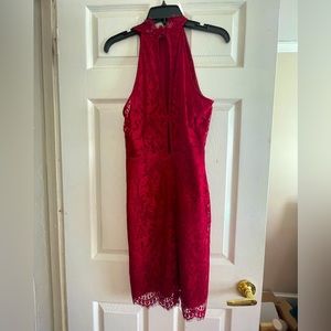 BB Dakota size 6 red lace bodycon dress open back sleeveless